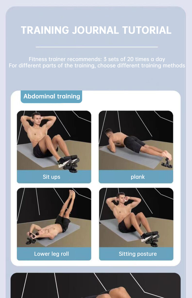 Portable Self-Suction Sit-up Bar Abdominal Core Trainer Movement Auxiliary Device Adjustable Sit Up Assistant