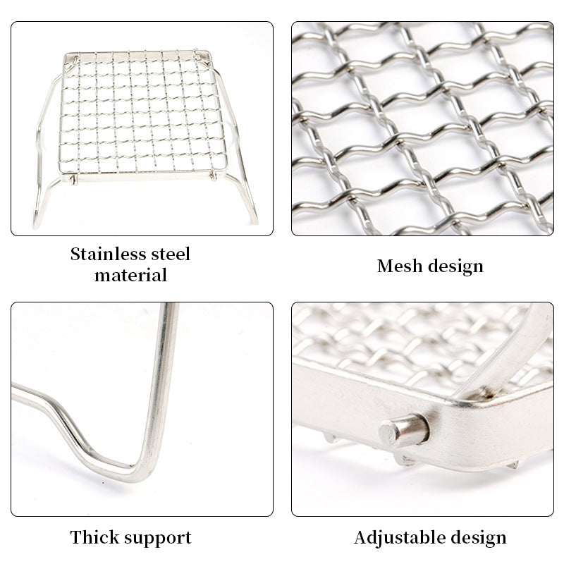 Outdoor Stainless Steel Stove Head Support Portable Folding Barbecue Grill Set Pot Rack Grid Grill Support Grill