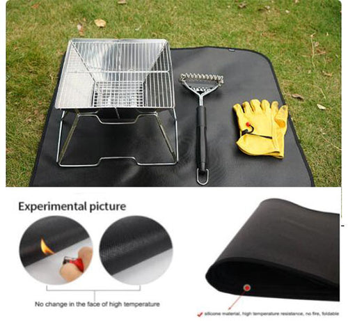 Outdoor camping silicone fireproof cloth picnic barbecue insulation pad flame retardant cloth high temperature fire blanket fiberglass cloth