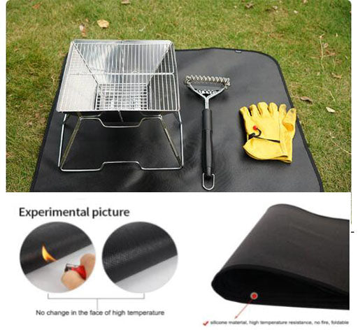 Outdoor camping silicone fireproof cloth picnic barbecue insulation pad flame retardant cloth high temperature fire blanket fiberglass cloth