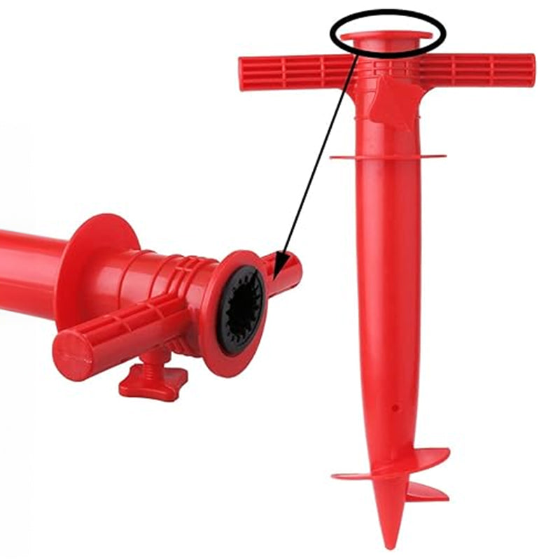 Plastic Adjustable Umbrella Base, Sun, Beach, Terrace, Sand, Ground Fixing Tools (Anchor Bracket, Spiral Tool, Tip Part), 1 Pc