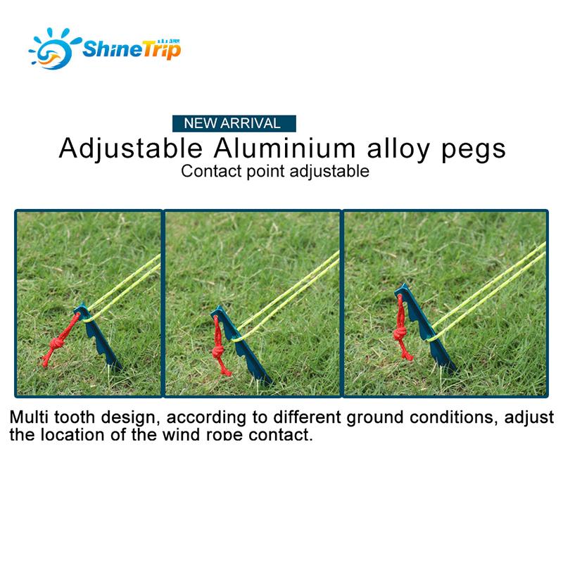 Shinetrip 6pcs/lot adjustable touch point aluminum alloy tent pegs Multi tooth  Super light stake camping tent accessories