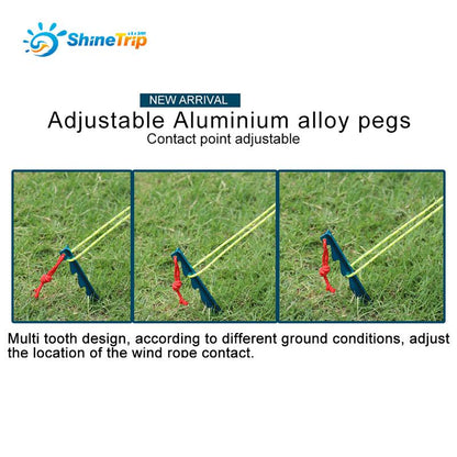 Shinetrip 6pcs/lot adjustable touch point aluminum alloy tent pegs Multi tooth  Super light stake camping tent accessories
