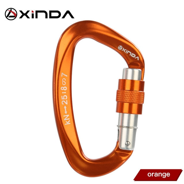 Xinda 25kN D-Shape Carabiner Climbing Security Safety Buckle Screw Gates Master Lock Carabiner Outdoor Rock Climbing Equipment