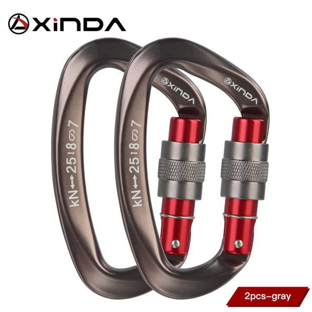 Xinda 25kN D-Shape Carabiner Climbing Security Safety Buckle Screw Gates Master Lock Carabiner Outdoor Rock Climbing Equipment