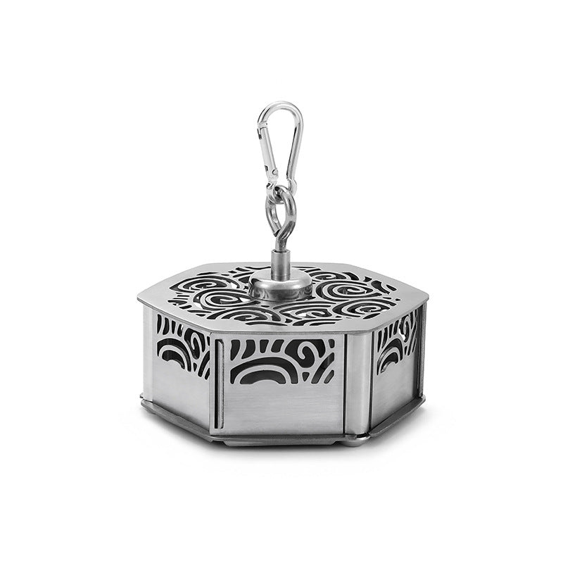 Outdoor Magnetic Mosquito Incense Box Camping Portable Stainless Steel Windproof Hollow Multi functional Mosquito Incense Plate