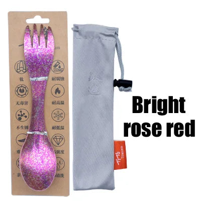 TiTo Outdoor Camping Picnic titanium Spoon Tableware titanium alloy Fork Ultralight pure titanium Spork