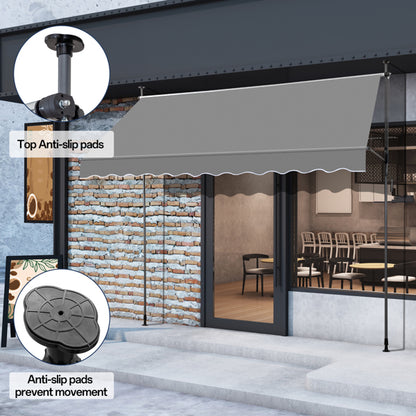 300x120x200-300cm, Grey, Support Canopy, Polyester Fabric, Aluminum-iron Frame, Retractable