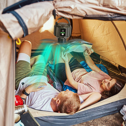 5200mAh Or 10400mAh Options -- 1Pc Portable Camping Ceiling LED Fan  USB Battery Powered Hanging Tent Lantern Fan Power Bank With 3 Fan Speed 3 Light Brightness Smart Timer Remote Control