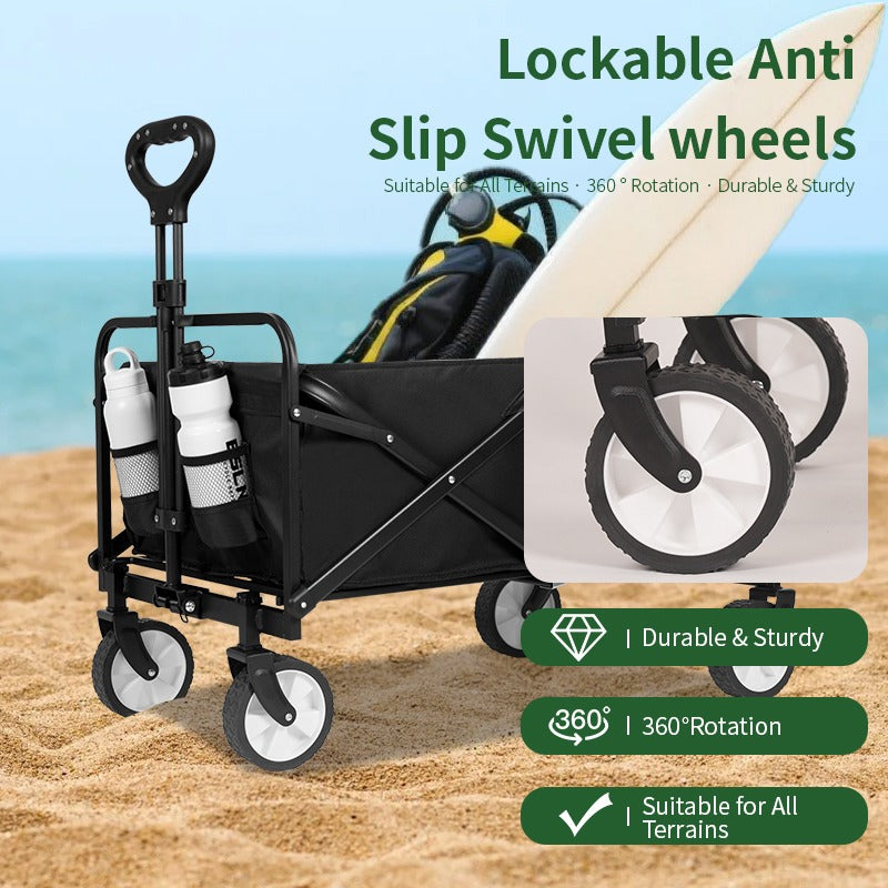 5-inch Camping Cart - Large-capacity Foldable Beach Cart, Suitable For Various Occasions Such As Camping, Sports, Shopping, Etc., Portable And Easy To Store