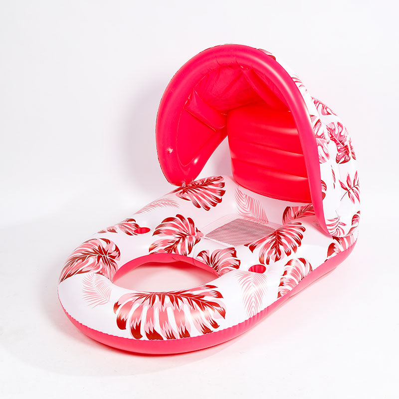 1pc Thick Large Swimming Pool Float With Cup Holder And Sunshade, Essential For Pool Parties And Beaches, Comes With A Manual Air Pump