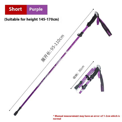 Alloy Foldable And Portable Telescopic Hand Hiking Alpenstock