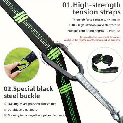 2025 Upgraded Bohemian Camping Hammock,Military Parachute Nylon Material, Portable Single Hammock 500lbs Load-bearing, Suitable For Hiking,Beach,Backyard, Lightweight Outdoor Equipment