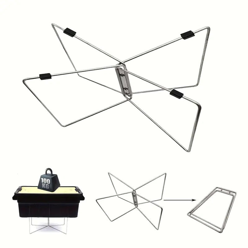 1pc Stainless Steel Portable Folding Rack - Quick Setup, Moisture-Proof Outdoor Luggage Rack With Insulated Storage Base