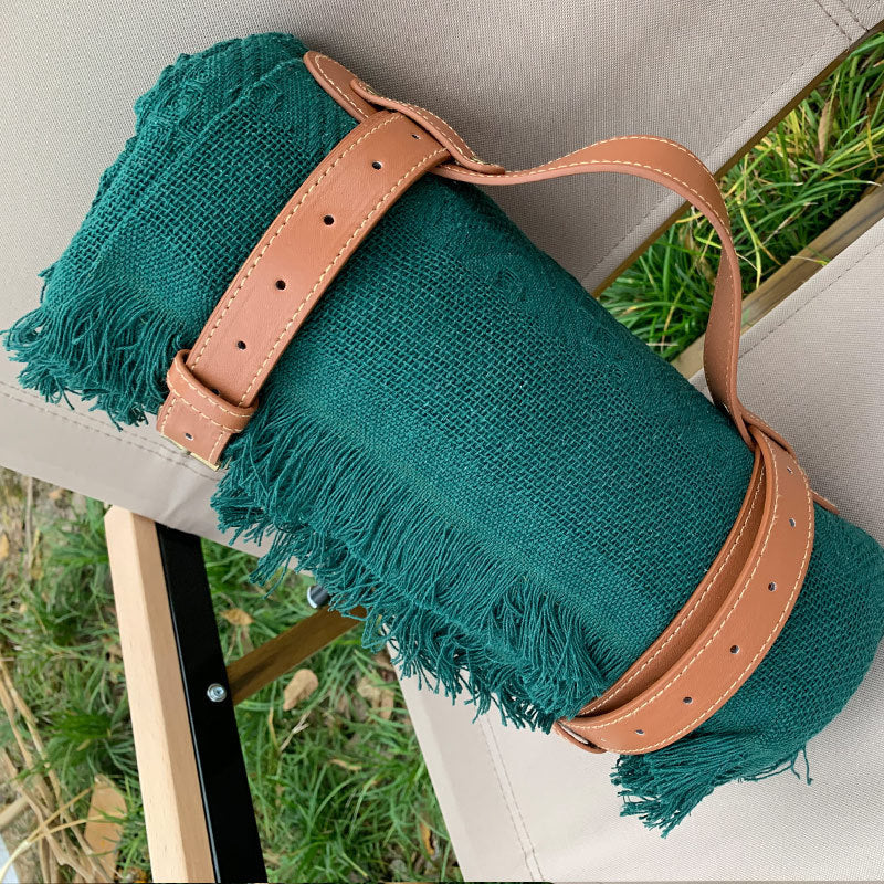 New Chessboard Plaid Knitted Thickened Camping Rugs Picnic Mat Fashion Tassel