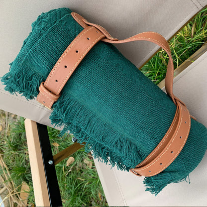 New Chessboard Plaid Knitted Thickened Camping Rugs Picnic Mat Fashion Tassel