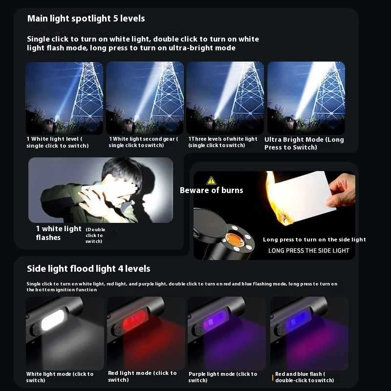 Keychain Flashlight Car Small Portable Strong Light Magnetic Suction
