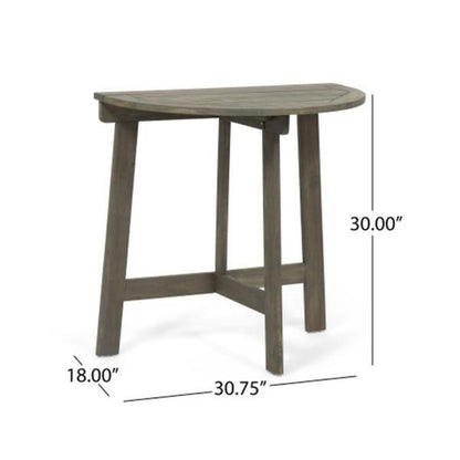Outdoor Semi-circular Folding Acacia Wood Bistro Dining Table, Natural