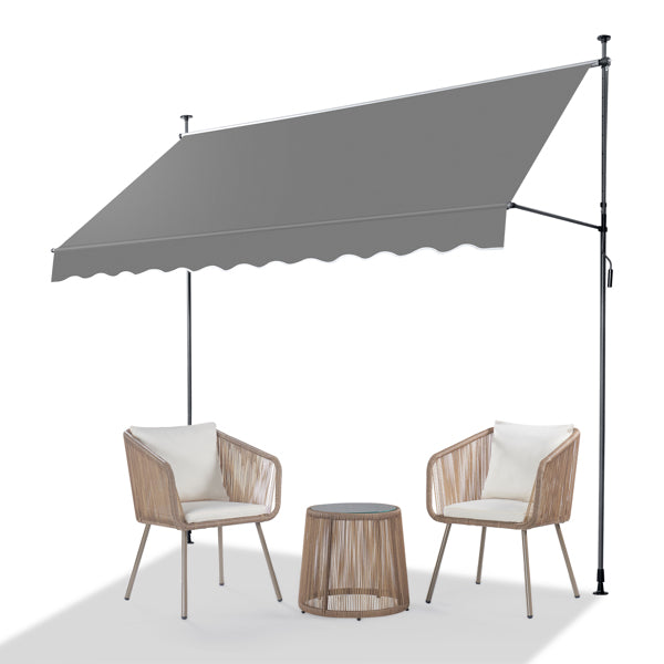 300x120x200-300cm, Grey, Support Canopy, Polyester Fabric, Aluminum-iron Frame, Retractable