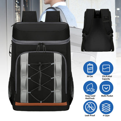 Cooler Backpack 36 Can Leakproof Insulated Cooler Backpack With 25L-6.6Gal For Picnic Camping Beach Hiking Fishing Travel