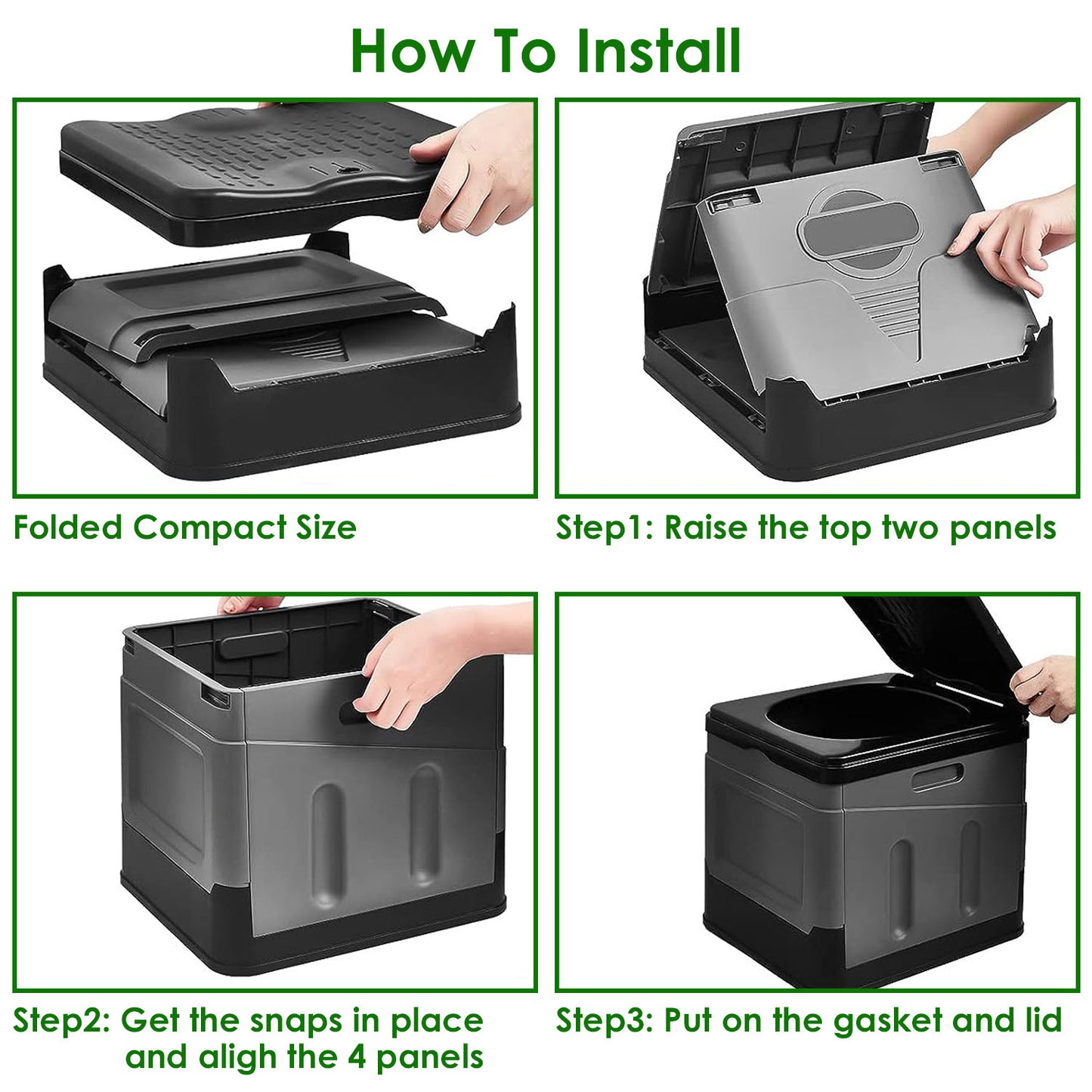 1Pc Portable Toilet For Car Camping Boating Hiking Outdoor Travel Potty With Carry Bag Foldable Emergency Toilet With Lid Trash Bags