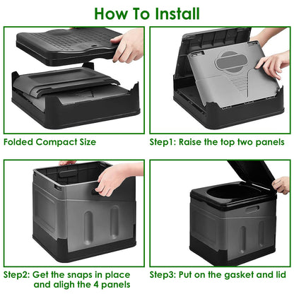 1Pc Portable Toilet For Car Camping Boating Hiking Outdoor Travel Potty With Carry Bag Foldable Emergency Toilet With Lid Trash Bags