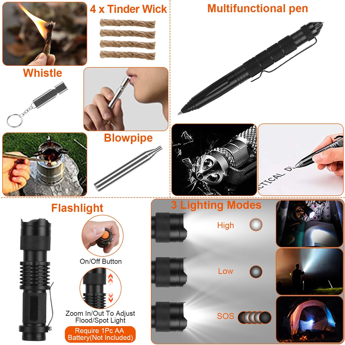 121Pcs Per Set Survival Kits Professional Emergency Survival Gear Tactical First Aid Kit Supplies For Outdoor Adventure Camping Hiking Hunting