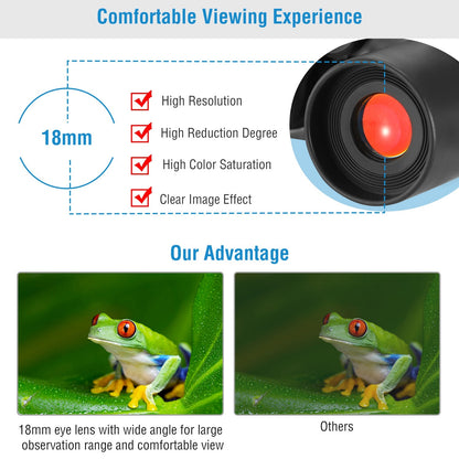 Portable HD Binoculars With FMC Lens Low Light Night Vision Telescope For Bird Watching Hunting Sports Events Concerts Adventure With Shoulder Strap Bag