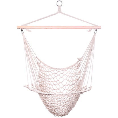 Two Cotton Rope Hanging Chairs In Beige Color