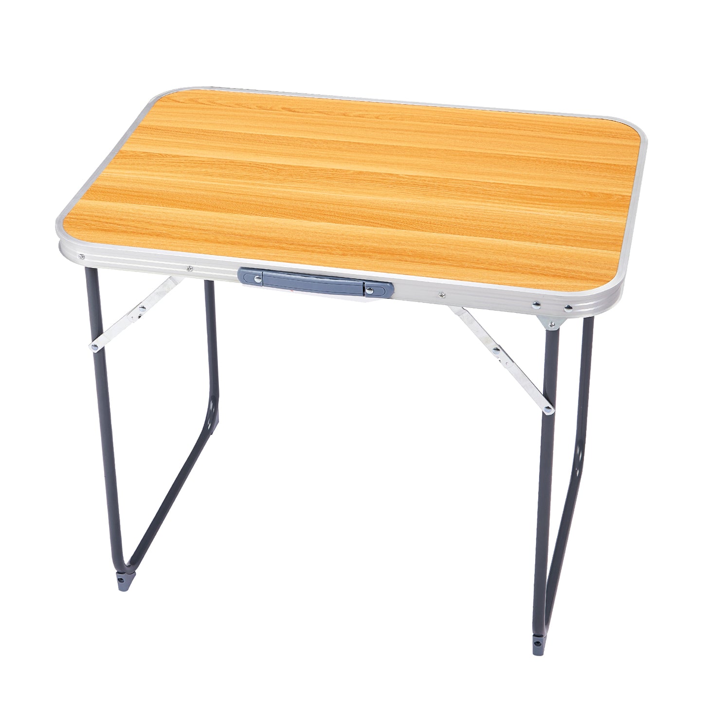 2.3ft Wood Grain Outdoor Folding Table Aluminum Alloy Rectangular 50kg Folding Tabletop