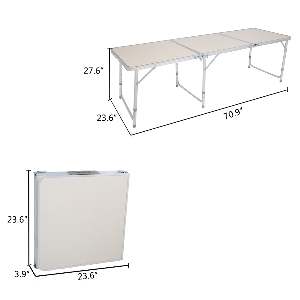 6ft Silver Outdoor Folding Table Aluminum Alloy Rectangular  50kg