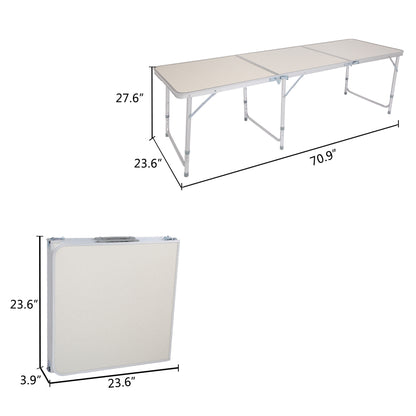 6ft Silver Outdoor Folding Table Aluminum Alloy Rectangular  50kg