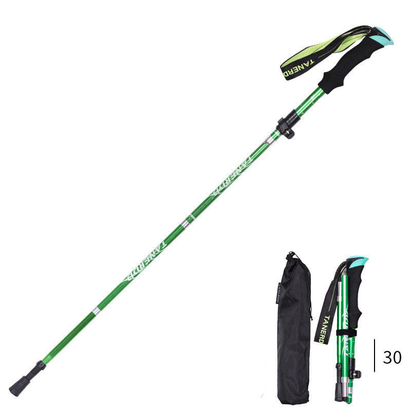 Folding  Stick Trekking Straight Handle Stick Ultra-light And Ultra-short Retractable Can Be Put In The Bag
