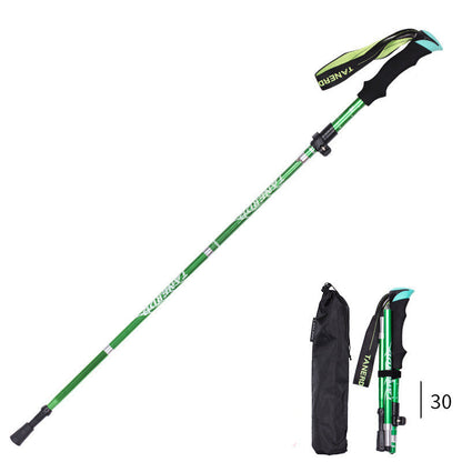 Folding  Stick Trekking Straight Handle Stick Ultra-light And Ultra-short Retractable Can Be Put In The Bag