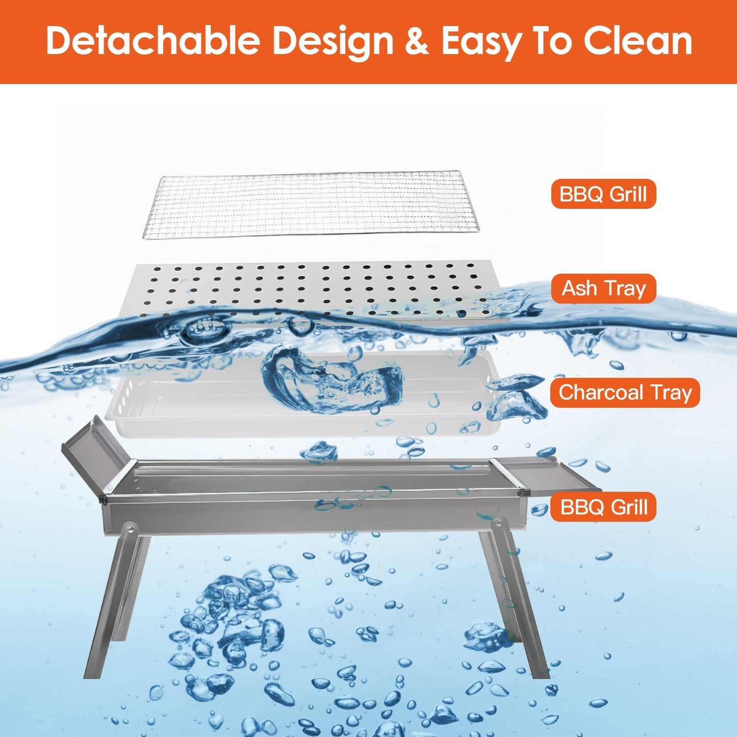 1Pc Foldable Charcoal BBQ Grill Stainless Steel Grill Net Easy Setup Portable Tabletop Barbecue Grill For Camping Picnic Outdoor Party Yard Fedex Shipping