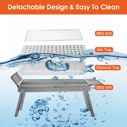 1Pc Foldable Charcoal BBQ Grill Stainless Steel Grill Net Easy Setup Portable Tabletop Barbecue Grill For Camping Picnic Outdoor Party Yard Fedex Shipping