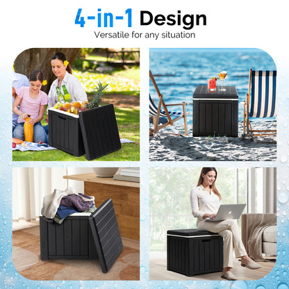 10 Gallon Cooler Side Table, Multi-purpose Ice Cooler Outdoor Cocktail Side Table For Camping, Picnic, Beach, Pool, Party