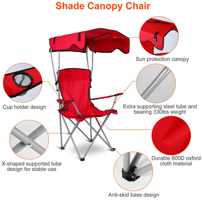 Camping Chair With Sunshade, Foldable Portable Rain Shelter Chair, Supports 330LBS, Banned On Walmart Platform