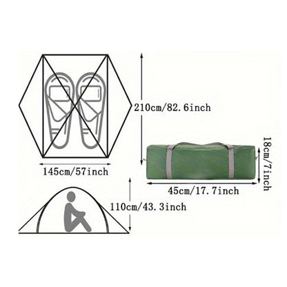 Green Ultralight Backpacking Tent 2 Person Waterproof Camping Tent 2 Person Double Layer Outdoor Simple Pitch Tent Suitable For Family Camping, Hiking Hunting Mountaineering Travel