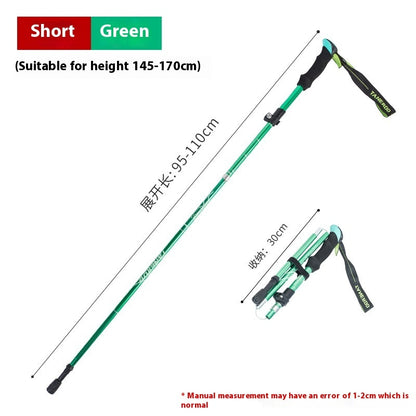 Alloy Foldable And Portable Telescopic Hand Hiking Alpenstock