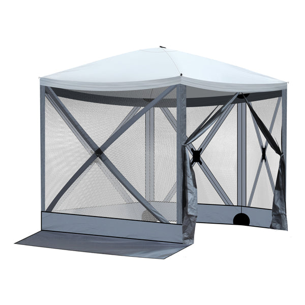 10X10ft Light Gray And Dark Gray Contrasting Pentagonal Automatic Folding Tent