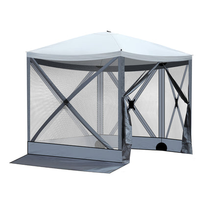 10X10ft Light Gray And Dark Gray Contrasting Pentagonal Automatic Folding Tent