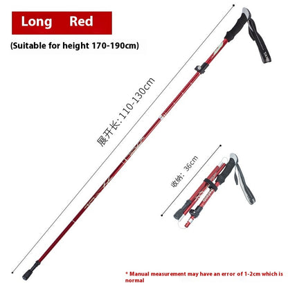 Alloy Foldable And Portable Telescopic Hand Hiking Alpenstock