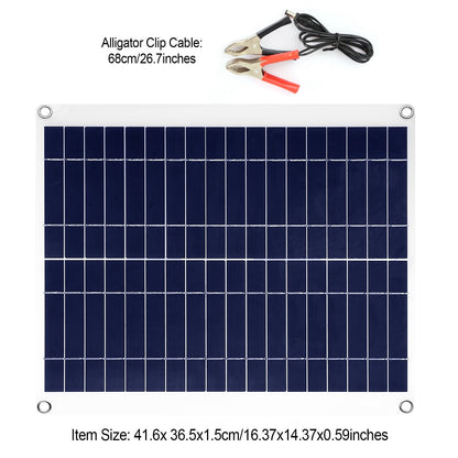 1Pc Outdoor Solar Panel 12V 25W Car Battery Charger IP68 Waterproof With 3.0A Dual USB Charging Clip Line For RV Car Boat
