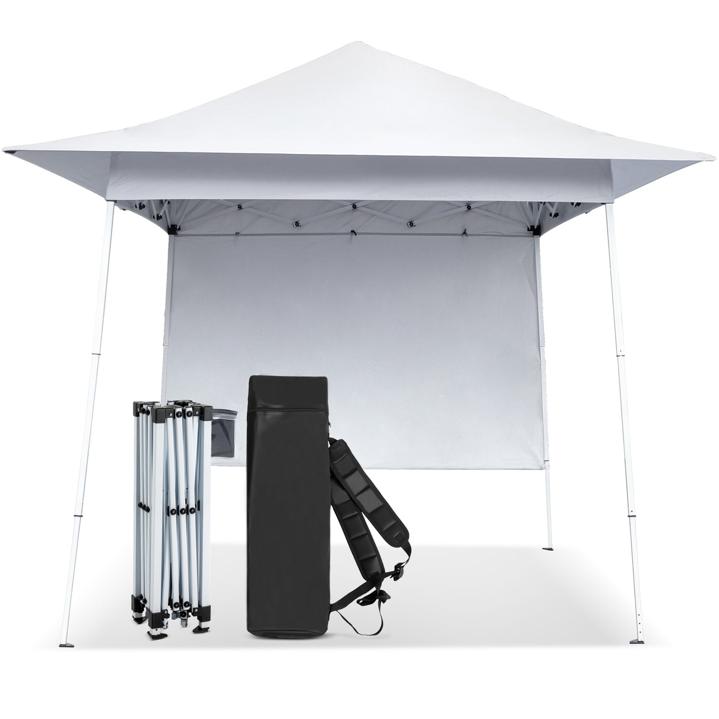 8X8ft White Diagonal Strap With One Side Of Cloth Canopy Folding Shed 210D Oxford Cloth White Spray Coated Iron Pipe Backpack Style Storage Bag Portable