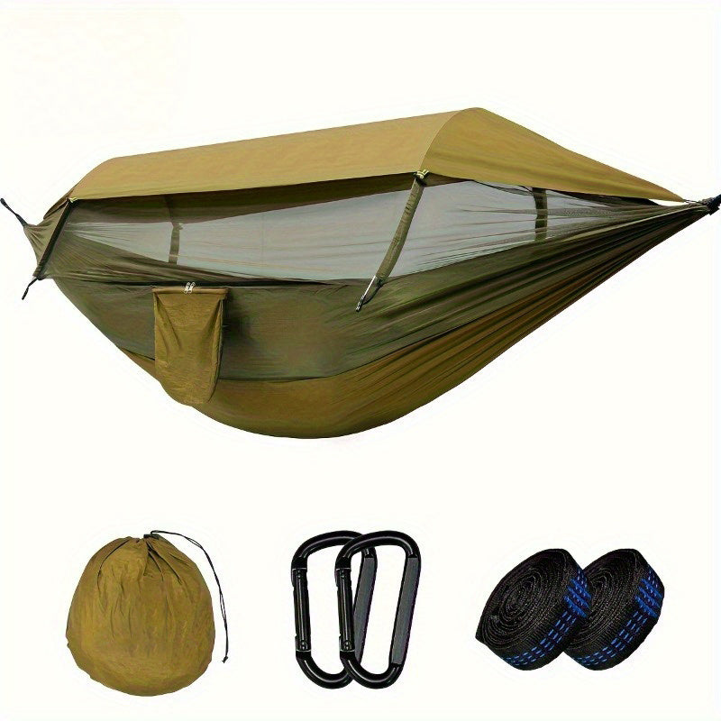 2025 Upgraded Double Layer Camping Hammock. 210D Nylon Mesh Camping Hammock. Sunscreen And Insect Repellent Double Zipper Design. Portable Outdoor Gear With Carabiner. Load Capacity 500lbs