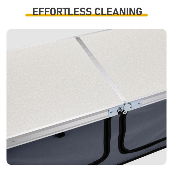 4ft 47cm Wide, Outdoor Folding Table, Aluminum Alloy, Rectangular, Two-fold Tabletop With Gray Cloth Cabinet, 3 Height Adjustments.