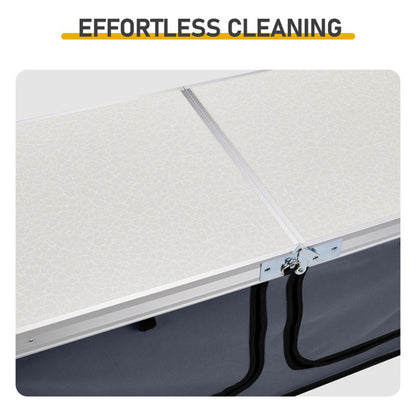 4ft 47cm Wide, Outdoor Folding Table, Aluminum Alloy, Rectangular, Two-fold Tabletop With Gray Cloth Cabinet, 3 Height Adjustments.