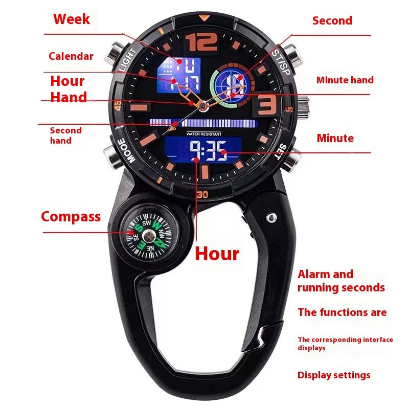Compass Round Screen Outdoor Mountaineering Buckle Watch Multifunctional
