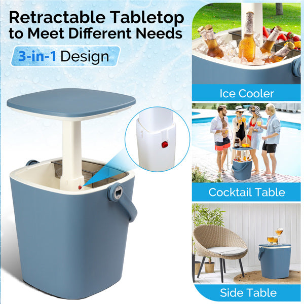 Outdoor Cooler Table, 4 Gallon Portable Cooler Side Table With Handle, Bottle Opener And Lift Top Lid, All-Weather Resistant Patio Cooler Ice Cool Bar For Camping, Picnic, Beach, Pool, Party